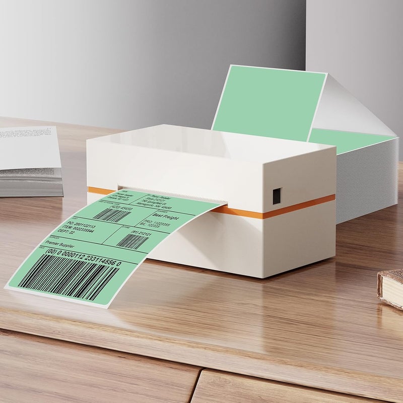 YIKIADA Green Shipping Thermal Labels 4 × 6 Inch Vinyl Self-Adhesive Fanfold Direct Stickers Waterproof Perforated Printer Decal for Office Warehouse Home Address 250 PCS - Image 2